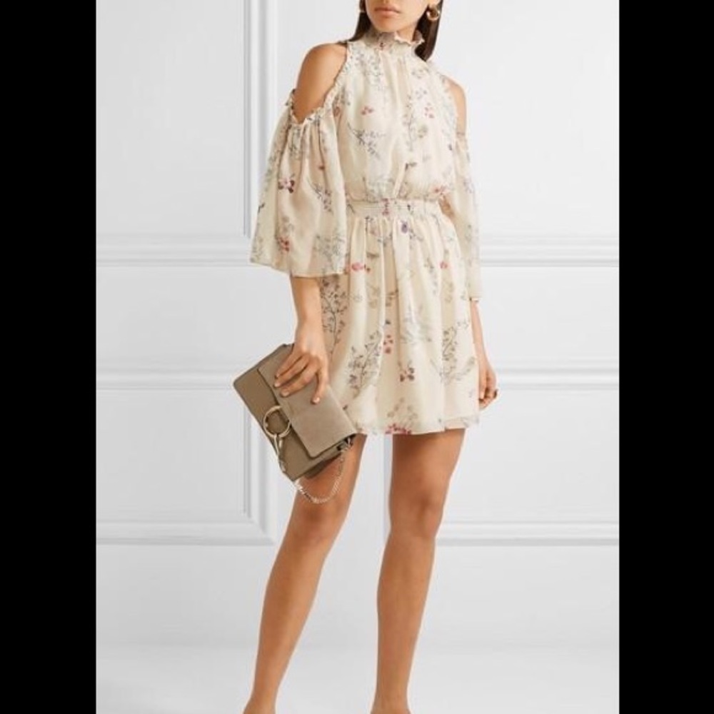Rachel Zoe Meade Cold Shoulder Dress Silk Chiffon NWT Mini Ivory Size 2